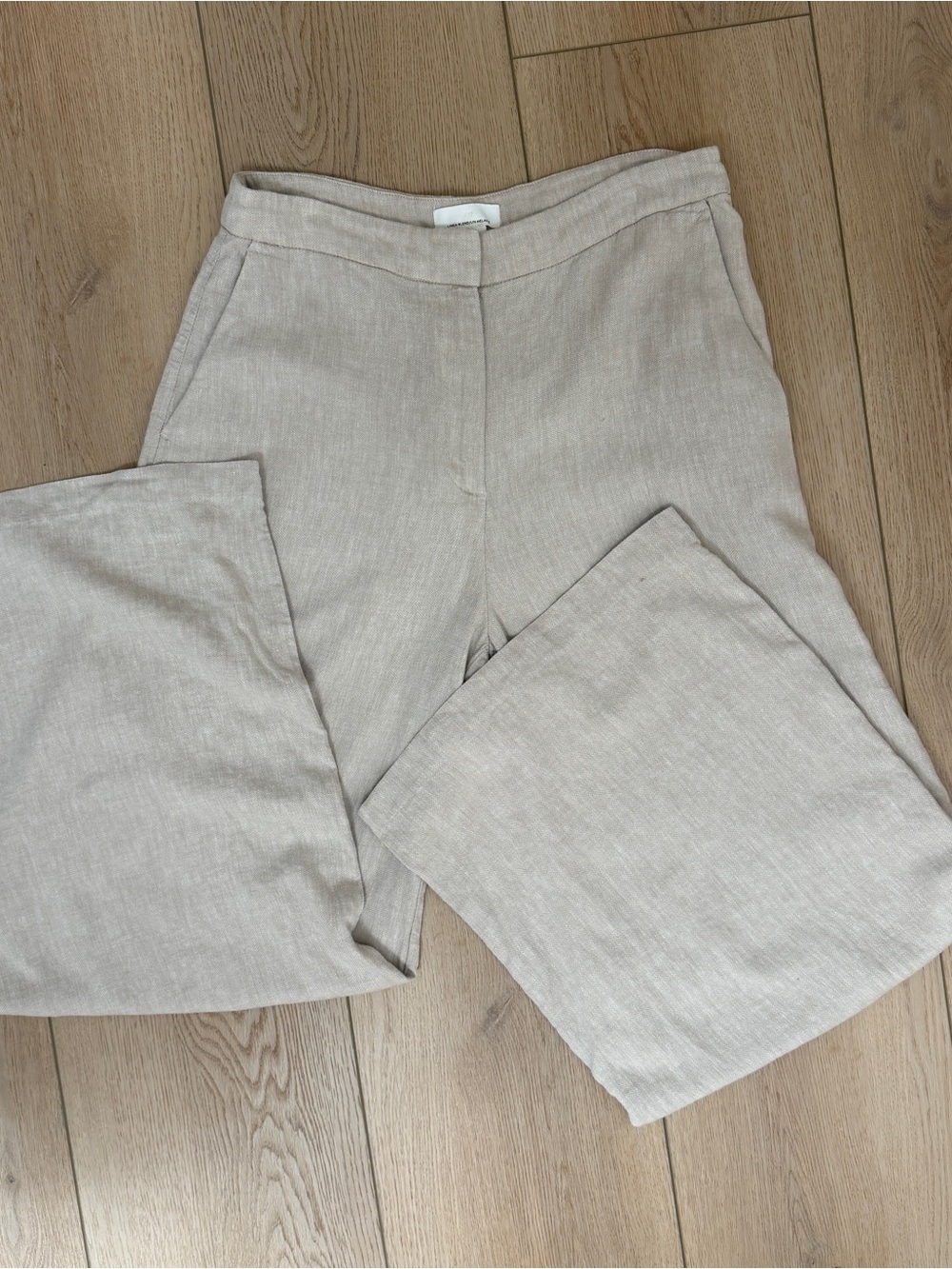 H&M Women’s Wide-Leg Linen-Blend Pants in Light Taupe - 40/8